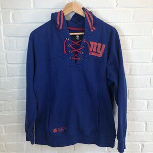 New York Giants NFL Pro Line Lace-Up Pullover Hoodie Sweatshirt Women's Large